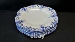 Shelley Dainty Blue Set of 8 Large Dinner Plates England Bone China