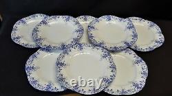 Shelley Dainty Blue Set of 8 Large Dinner Plates England Bone China