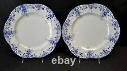 Shelley Dainty Blue Set of 8 Large Dinner Plates England Bone China