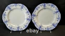 Shelley Dainty Blue Set of 8 Large Dinner Plates England Bone China