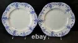 Shelley Dainty Blue Set of 8 Large Dinner Plates England Bone China