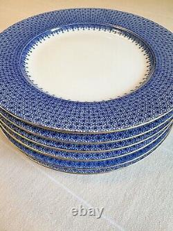 Six (6) Mottahedah Blue Lace Dinner Plates + Two (2) Salad Plates