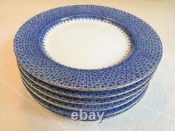 Six (6) Mottahedah Blue Lace Dinner Plates + Two (2) Salad Plates