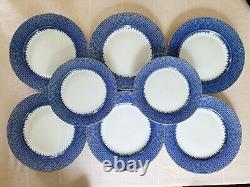 Six (6) Mottahedah Blue Lace Dinner Plates + Two (2) Salad Plates