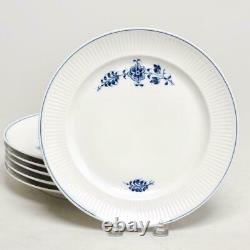 Six (6) Royal Copenhagen Blue/white Fluted Dinner Plates, 14058, 9.75