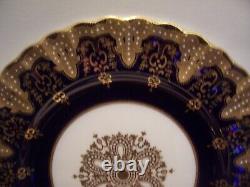 Six Copelands Encrusted Gold Jeweled Cobalt Dinner Plates Collamore 10 Inch