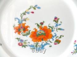 Six Magnificent Vieux Chine French Limoges Dinner Plates Orange Blue White