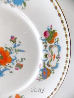 Six Magnificent Vieux Chine French Limoges Dinner Plates Orange Blue White