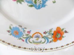 Six Magnificent Vieux Chine French Limoges Dinner Plates Orange Blue White