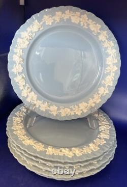 Six Wedgwood Queensware Cream on Lavender 10 1/8 Dinner Plate Shell Edge