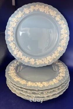 Six Wedgwood Queensware Cream on Lavender 10 1/8 Dinner Plate Shell Edge