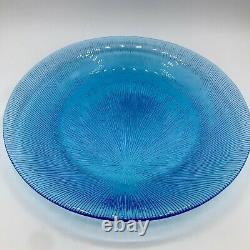 Sky Blue Glass Plates 11 Dinner and 9.25 Dessert/Salad Burst Design 14 pieces