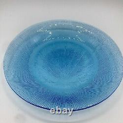 Sky Blue Glass Plates 11 Dinner and 9.25 Dessert/Salad Burst Design 14 pieces