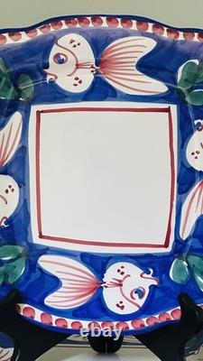 Solimene Vietri Blue Fish Pesce 10 3/8 Dinner Plate Italy Lot of 5 Vintage EUC