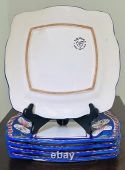 Solimene Vietri Blue Fish Pesce 10 3/8 Dinner Plate Italy Lot of 5 Vintage EUC