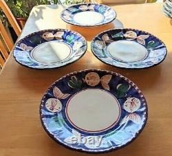 Solimene Vietri Round Dinner Plate-Hand Painted Campagna Fish Pattern, Set of 4