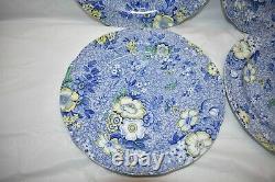 Spode Blue Chintz 10.5 Dinner Plates Made in England Set of 6