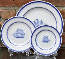 Spode Blue Clipper 3 piece plate place setting dinner salad bread S 3611-Y