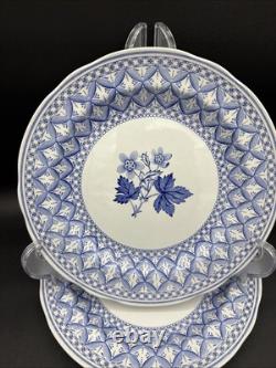 Spode Blue Geranium 10.5 Dinner Plates Set Of 2 England Cottage Farm victorian