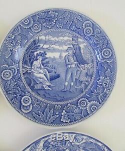 Spode Blue Room Collection Blue & White 10.5 Dinner Plates Set 4