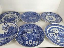 Spode Blue Room Collection Vintage Porcelain Dinner plates 10.5 Set Of 6 In Box