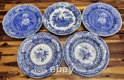 Spode Blue Room Dinner Plates Set of 5 Scalloped Edge, 10.25, England, Mint