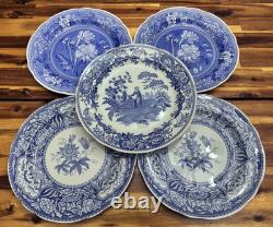 Spode Blue Room Dinner Plates Set of 5 Scalloped Edge, 10.25, England, Mint
