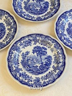 Spode Jane Seymour St. Catherine's Court Blue Transferware Dinner Plate SET of 4 Spode Jane Seymour St. Catherine's Court Blue Transferware Dinner Plate SET of 4