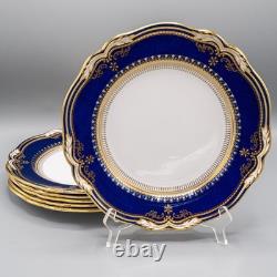 Spode Lancaster Cobalt Blue Dinner Plates 10 3/4 Set of 6 FREE USA SHIPPING