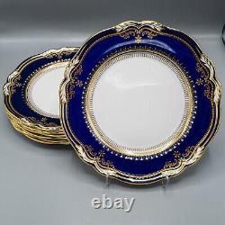 Spode Lancaster Cobalt Blue Dinner Plates 10 3/4 Set of 7 FREE USA SHIPPING