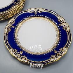 Spode Lancaster Cobalt Blue Dinner Plates 10 3/4 Set of 7 FREE USA SHIPPING