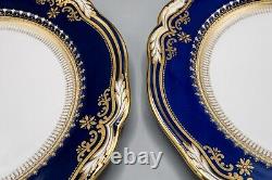 Spode Lancaster Cobalt Blue Dinner Plates 10 3/4 Set of 7 FREE USA SHIPPING