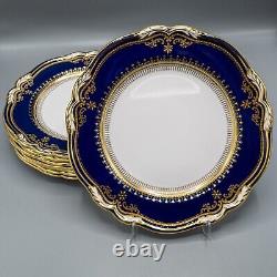 Spode Lancaster Cobalt Blue Dinner Plates 10 3/4 Set of 8 FREE USA SHIPPING