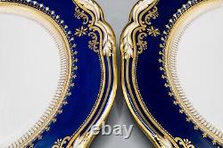 Spode Lancaster Cobalt Blue Dinner Plates 10 3/4 Set of 8 FREE USA SHIPPING