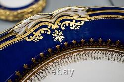 Spode Lancaster Cobalt Blue Dinner Plates 10 3/4 Set of 8 FREE USA SHIPPING