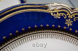 Spode Lancaster Cobalt Blue Dinner Plates 10 3/4 Set of 8 FREE USA SHIPPING