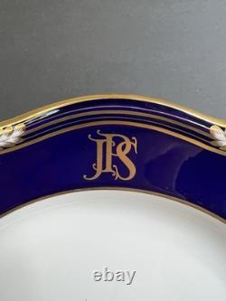 Spode YORK Fine Bone China Plate 10.75 Blue Gold Monogram JPS England