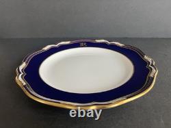 Spode YORK Fine Bone China Plate 10.75 Blue Gold Monogram JPS England
