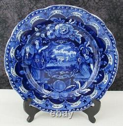 Staffordshire Blue Transferware Liberty & Justice States 10 5/8 Dinner Plate