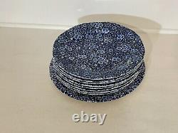 Staffordshire CALICO BLUE Ironstone BURLEIGH (8) Dinner + (1) Serving Plate