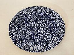 Staffordshire CALICO BLUE Ironstone BURLEIGH (8) Dinner + (1) Serving Plate