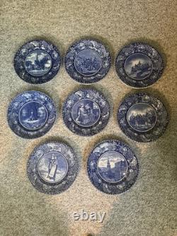 Staffordshire England Liberty Blue Dinner Plates 10 Inch (8 Plates Total)