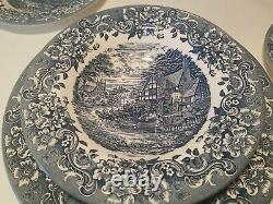 Staffordshire Engravings 17th Century Blue Complete 20 Piece Dinnerware Set