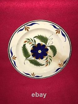 Staffordshire Pearlware Dinner Plate Blue Flower Ca. 1820 Leeds