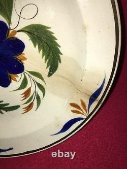 Staffordshire Pearlware Dinner Plate Blue Flower Ca. 1820 Leeds