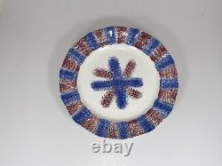 Staffordshire Spatterware Dinner Plate Blue Purple Criss Cross Ca. 1830