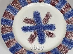 Staffordshire Spatterware Dinner Plate Blue Purple Criss Cross Ca. 1830