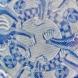 Staffordshire pearlware plate, blue and white dragons and snakes, ca 1820