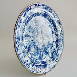 Staffordshire pearlware plate, blue and white dragons and snakes, ca 1820