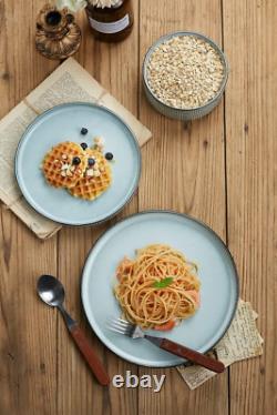 Star Dinnerware Sets, Plates and Bowls Set for 8, 24 Pieces Dish Set, Smoky Blue